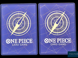 two playing cards with one piece and one piece on them