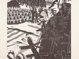 une image représentant un dessin en noir et blanc d'un paysage