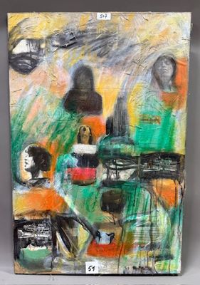 Nathalie DIAZ - Technique mixte au visage féminin papier col…