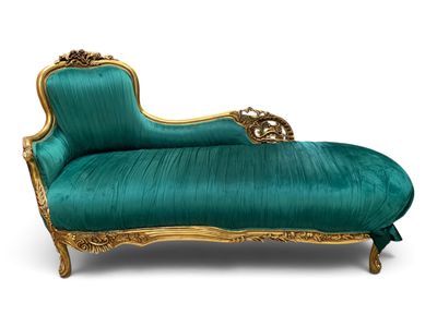 an image of a green chaise lounger on a white background