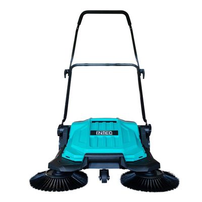 a blue and black sweeper on a white background
