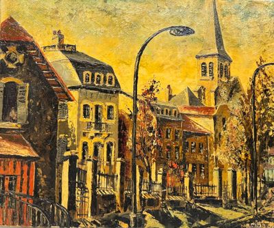 Amélio Totti. Réunion de 3 huiles sur toile dont vue de Metz… - Photo 1