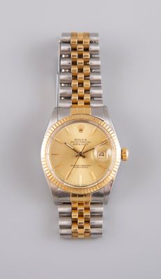 ROLEX. Montre en acier et or, modèle Oyster Perpetual Dateju…