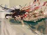 a picture of a painting of a woman flying through the air