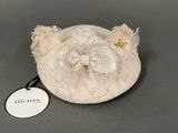 cream lace cat hat with bow and lace trim