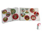 several different types of stickers on a book