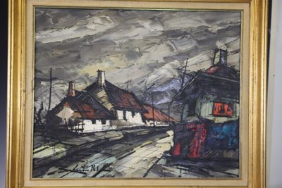 une photo d'un tableau représentant un train sur les rails