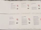 four pages of paper sitting on top of a white sheet of paper