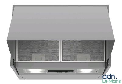 a close up of a vent hood with two lights on it