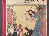 an old children ' s book with a picture of a woman and two children
