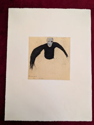 Corinne BIZOUARD - Gravure polychrome, "L'homme en noir", si…