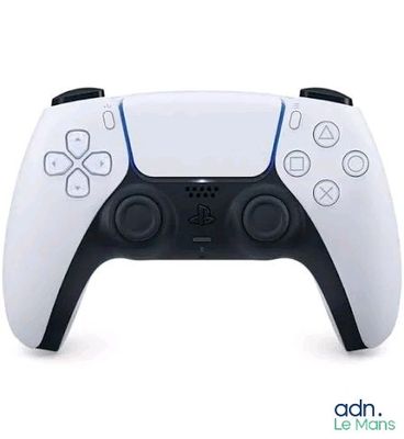 a close up of a video game controller on a white surface