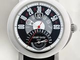 une montre en noir et blanc avec une trotteuse rouge