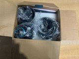 a cardboard box with a bunch of items inside of it