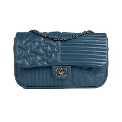 chanel blue quilted lambskin flap bag