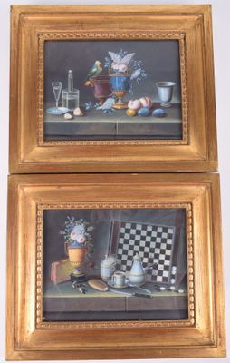 deux tableaux représentant un chat posé sur une table