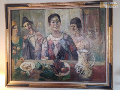 un tableau représentant un groupe de femmes assises à une table