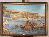 tableau représentant une ville au bord de l'eau