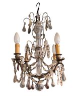 Lustre en bronze et pampilles de cristal à 4 bras de lumière… (photo 4)