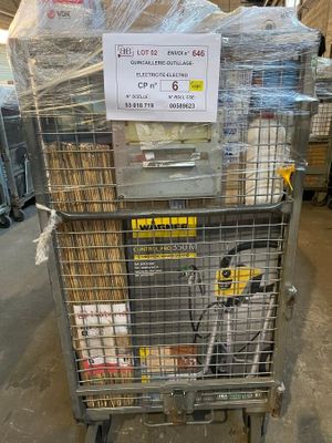 a cart that has a lot of items in it