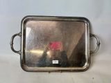 silver plated serving tray with handles and handles