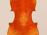 an old violin with a wooden back and a white background