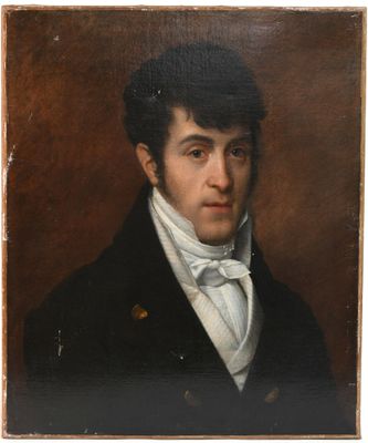 portrait d'un homme vêtu d'un manteau noir et d'un nœud papillon blanc