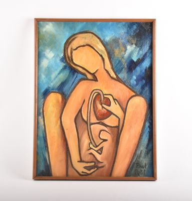 peinture d'une femme tenant un bébé dans ses bras