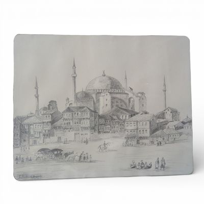 Dessin, La mosquée Sainte Sophie à Istambul.