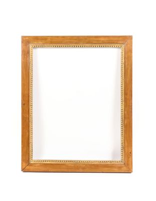 a wooden picture frame with a white background