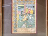 framed picture of a painting of a man and a woman playing a game of tennis