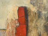 tableau représentant un homme et une femme debout devant une porte rouge