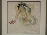 a picture of a painting of a woman sitting in a chair
