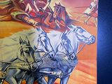 a poster of a man riding on a horse drawn carriage