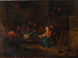 an image of a painting of a group of people sitting around a table