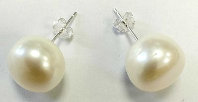 Paire DE Boutons D'Oreilles EN Argent ET Perles D'Eau Douce …