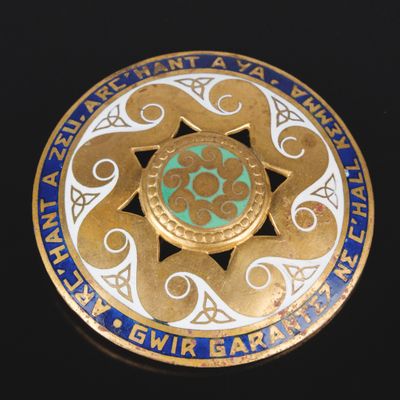 une image représentant un médaillon doré et bleu orné d'une étoile