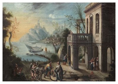 an image of a painting of a group of people on a path