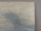 a painting on the wall of a room with a clock on it