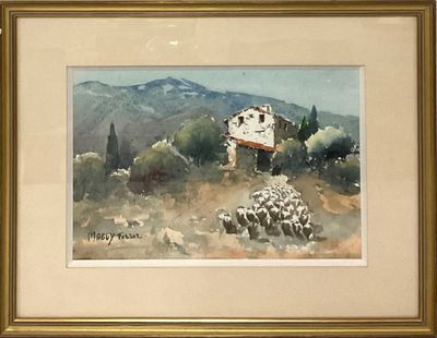 une photo d'un tableau représentant des moutons dans un champ