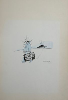une image représentant un dessin de chat avec une valise