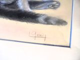a drawing of a cat laying down on a table