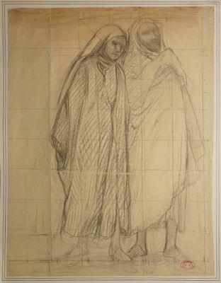 MONTENARD Frédéric, 1849-1926, Couple d'orientaux, Dessin au…