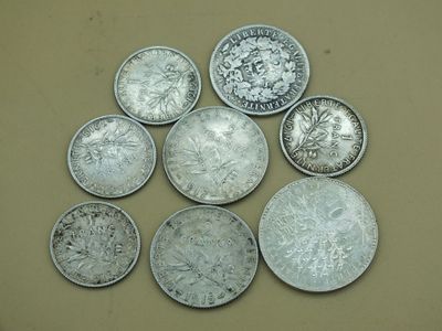 Ensemble de monnaies françaises en argent composé de quatre pièces de  - Photo 1