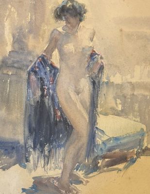 une image représentant un tableau d'une femme nue debout sur une plage