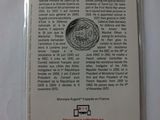 a close up of a card with a picture of a coin on it