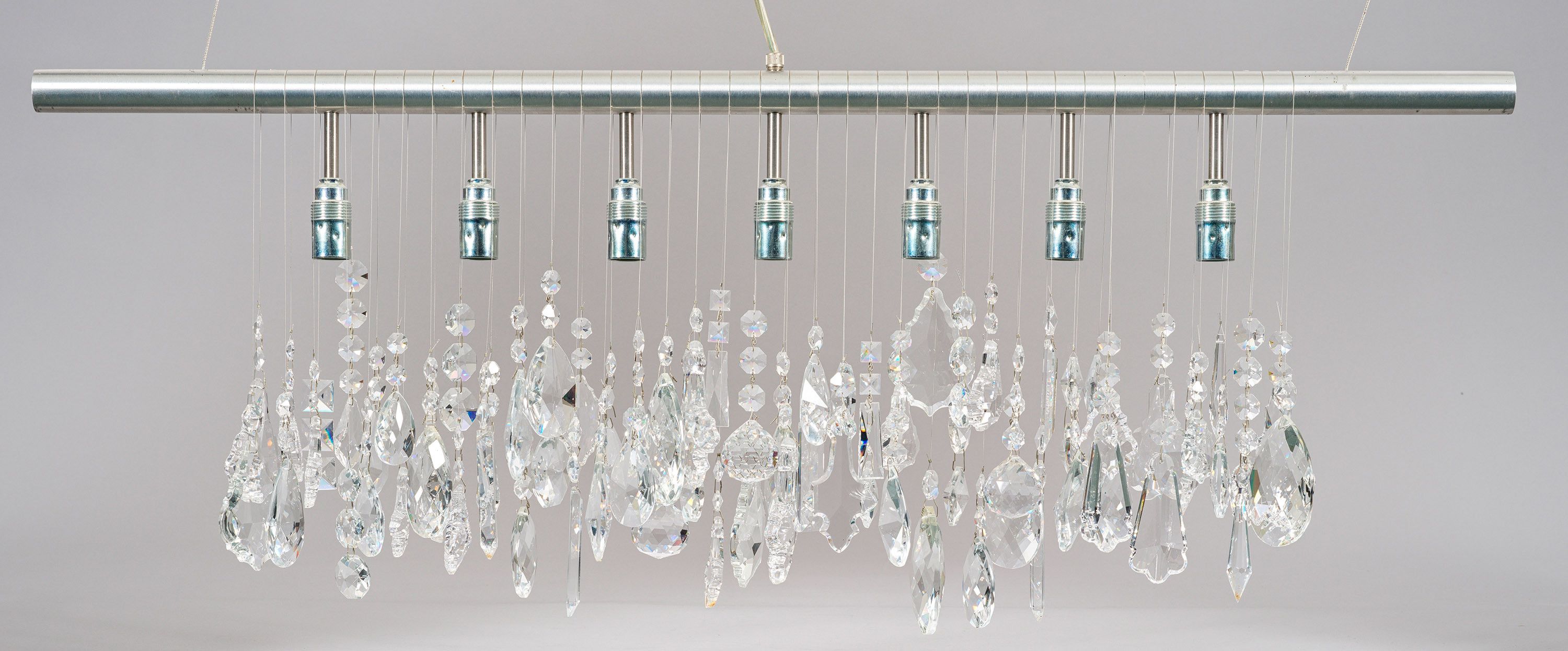 Pendelleuchte "Cellula" 7-flg ; Aluminium und farbloses Kris…