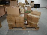 a pile of boxes on a pallet in a warehouse