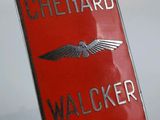 an image of a red sign with a black and white eagle on it