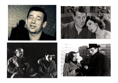 several black and white photos of a man and a woman and a man